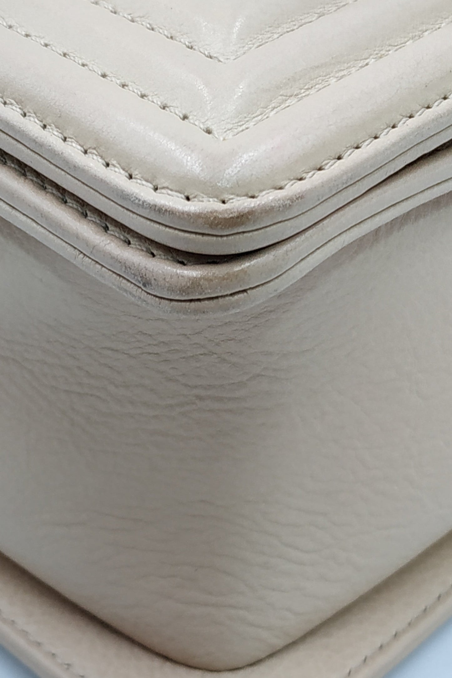 Quilted Stitch Large Boy Bag with Ruthenium Hardware Beige
