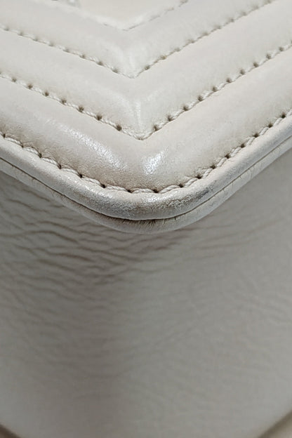 Quilted Stitch Large Boy Bag with Ruthenium Hardware Beige