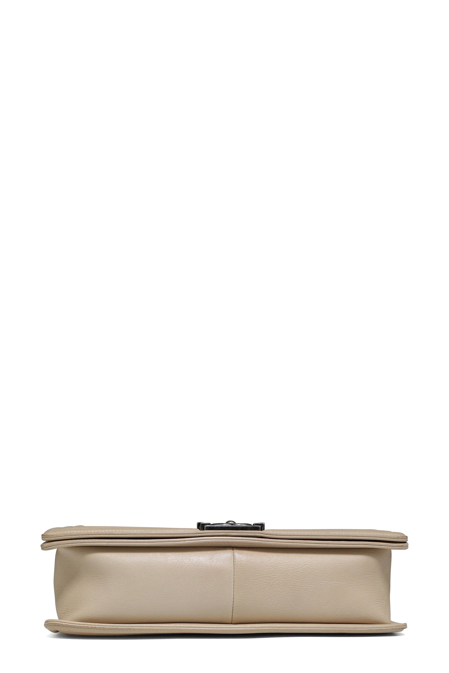 Quilted Stitch Large Boy Bag with Ruthenium Hardware Beige