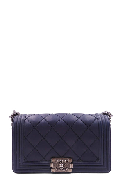 Quilted Stitch Old Medium Boy Navy in Ruthenium Hardware