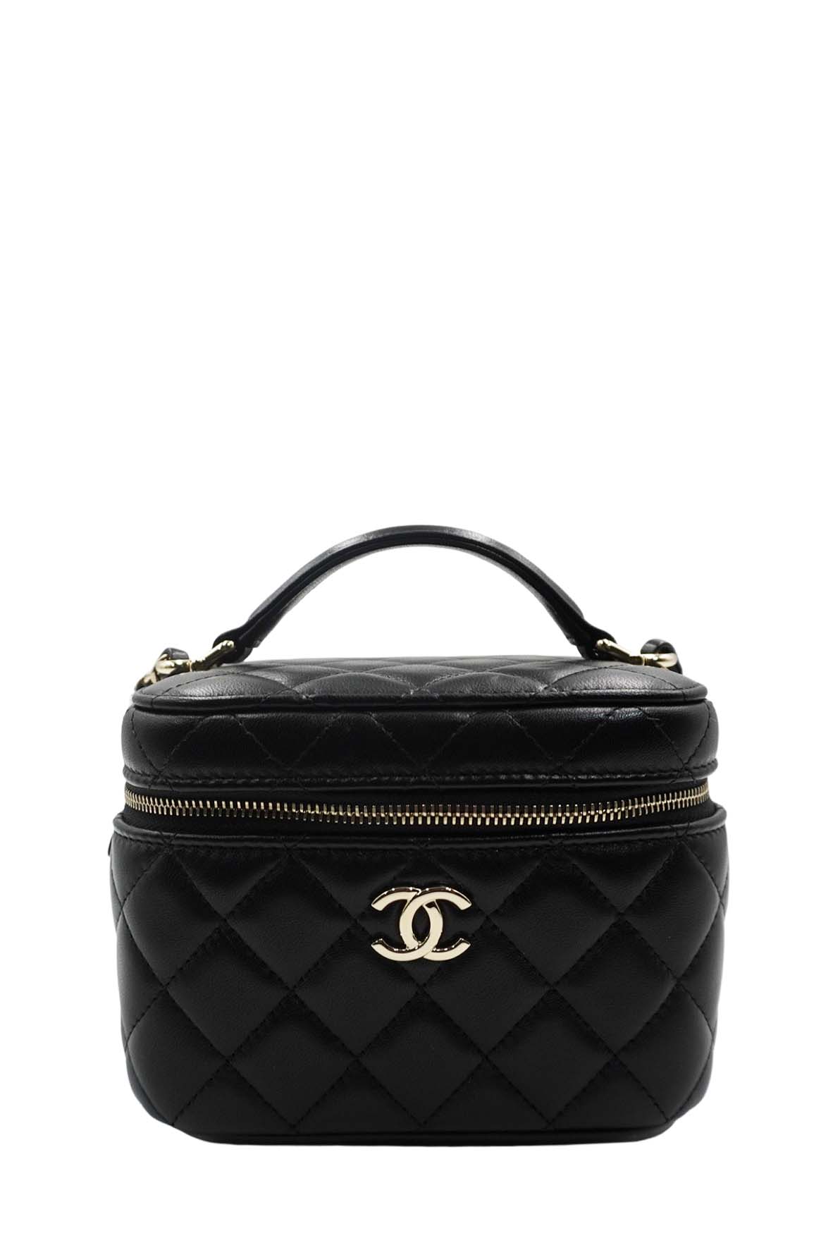 Quilted Top Handle Small Vanity Case AS3171 Black