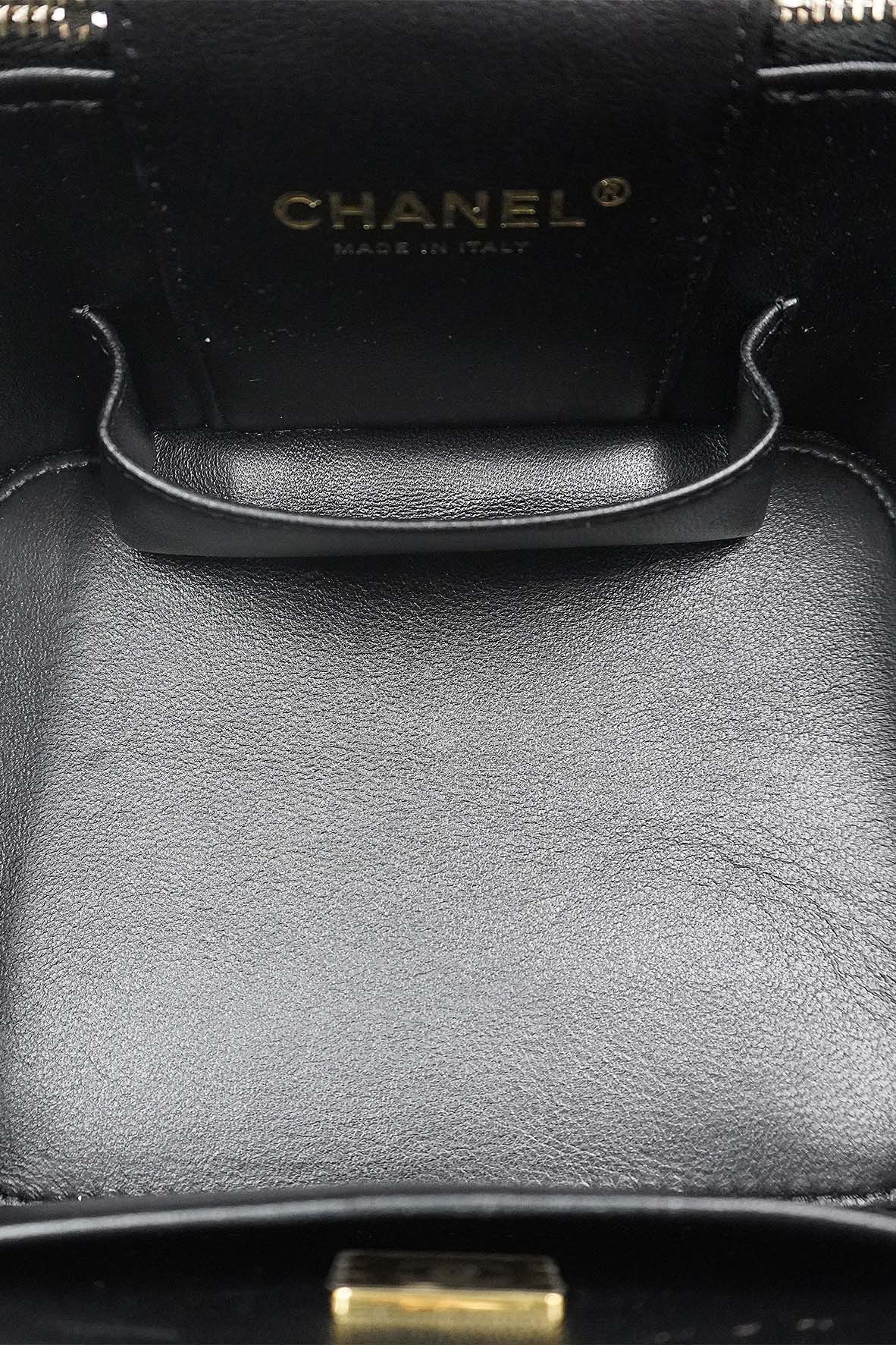 Quilted Top Handle Small Vanity Case AS3171 Black