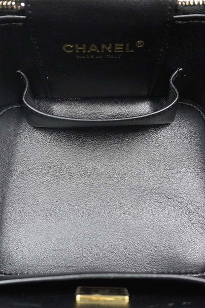 Quilted Top Handle Small Vanity Case AS3171 Black