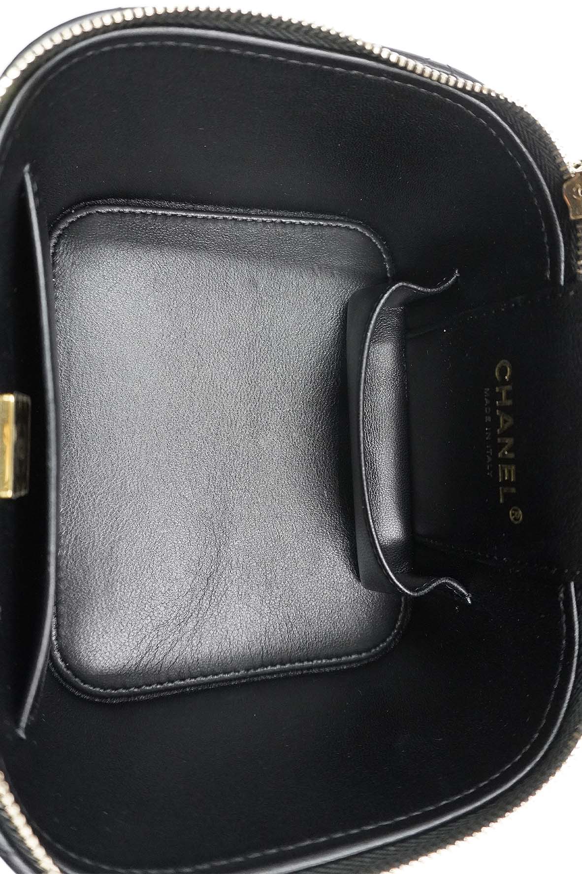Quilted Top Handle Small Vanity Case AS3171 Black