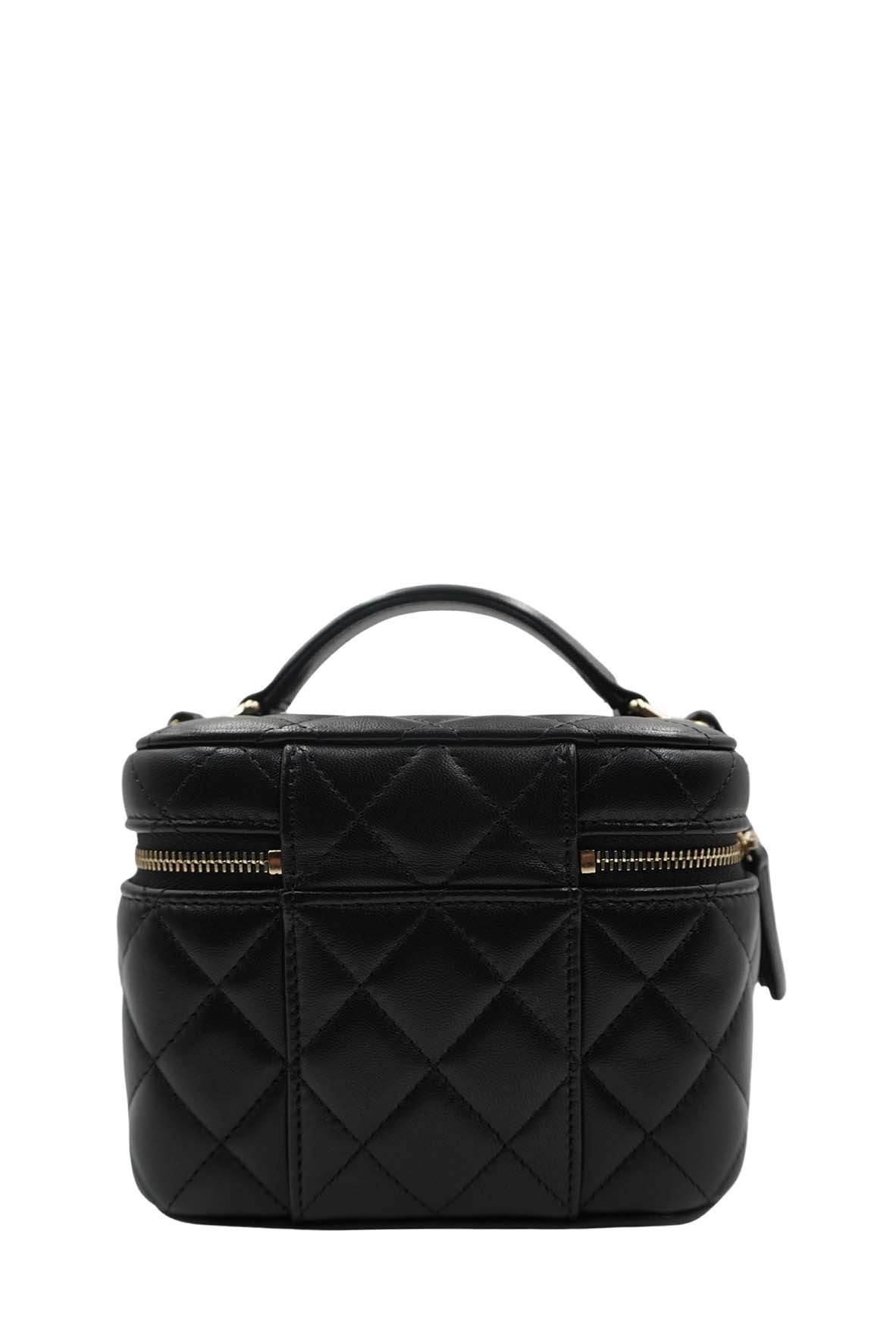 Quilted Top Handle Small Vanity Case AS3171 Black