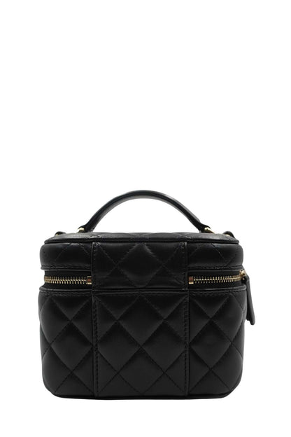 Quilted Top Handle Small Vanity Case AS3171 Black