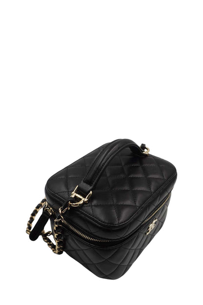 Quilted Top Handle Small Vanity Case AS3171 Black