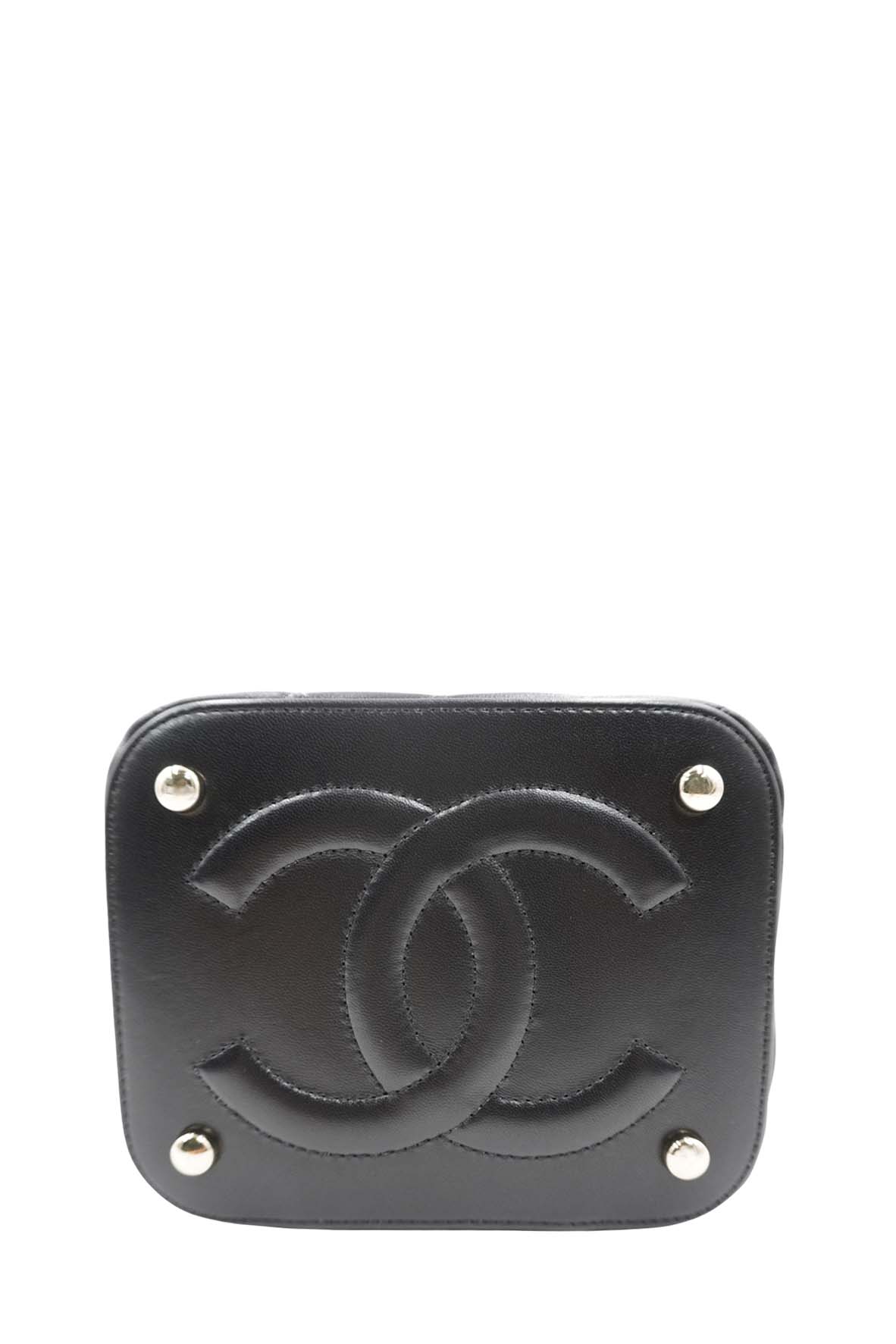 Quilted Top Handle Small Vanity Case AS3171 Black
