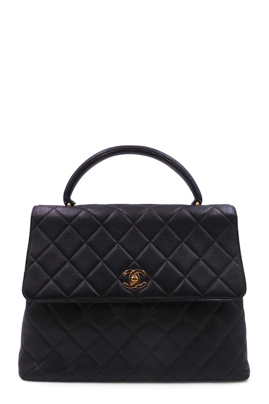 Quilted Vintage Kelly Bag Black