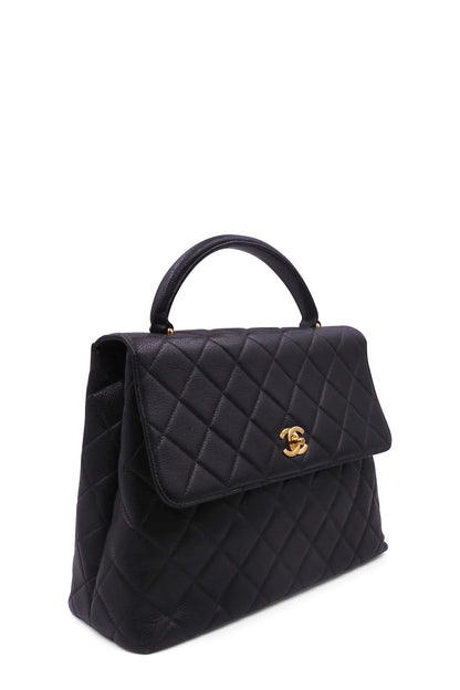 Quilted Vintage Kelly Bag Black