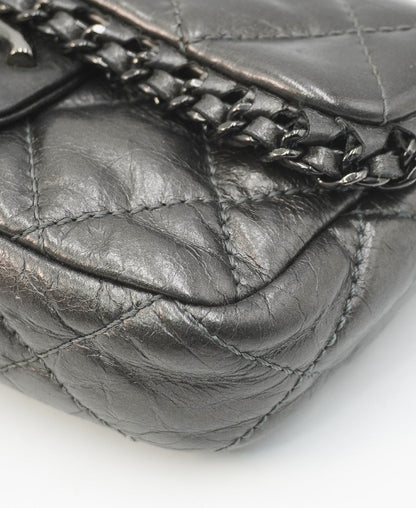 Quilted Leather Mini Chain Me Flap Bag Black