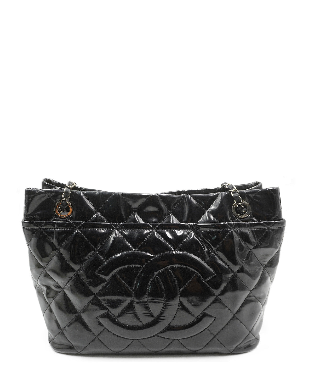 Quilted Patent Leather CC Timeless Tote Black