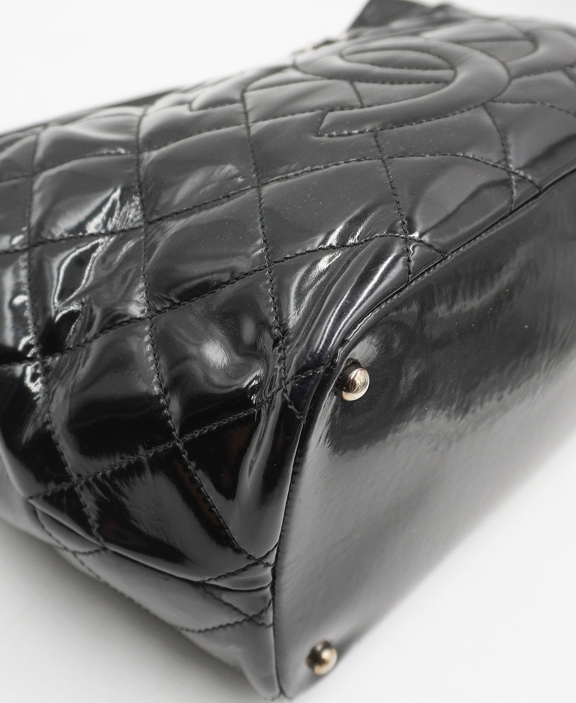 Quilted Patent Leather CC Timeless Tote Black