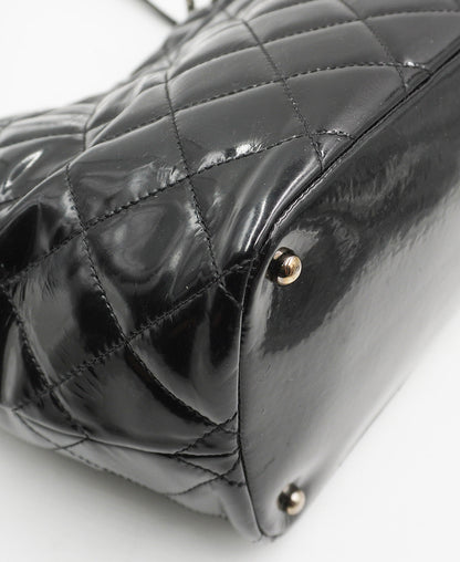 Quilted Patent Leather CC Timeless Tote Black