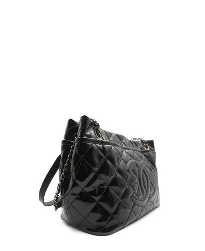 Quilted Patent Leather CC Timeless Tote Black