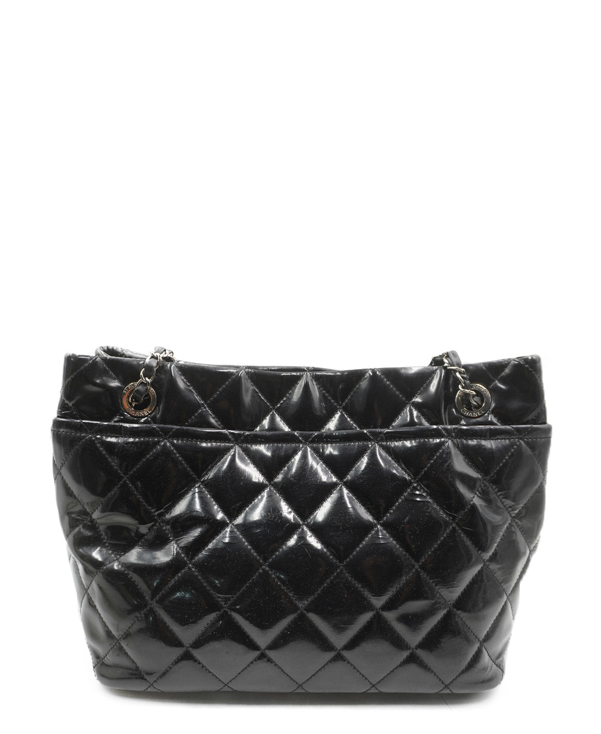 Quilted Patent Leather CC Timeless Tote Black