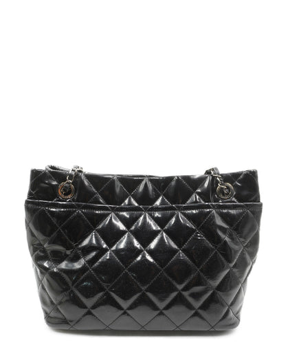 Quilted Patent Leather CC Timeless Tote Black