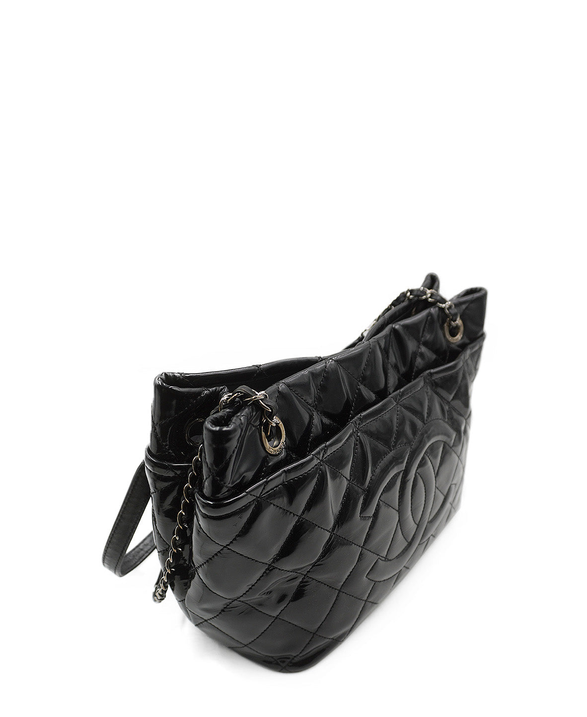 Quilted Patent Leather CC Timeless Tote Black