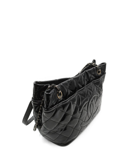 Quilted Patent Leather CC Timeless Tote Black
