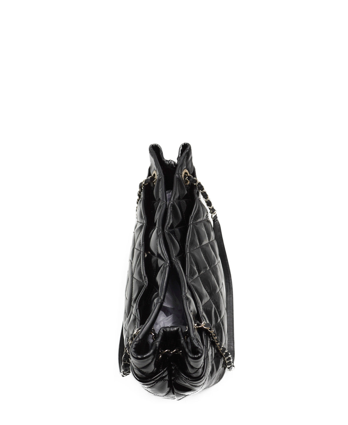 Quilted Patent Leather CC Timeless Tote Black