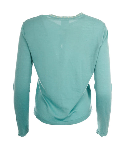 Chanel 01S CC Collar Cashmere Cardigan Green ASL10603