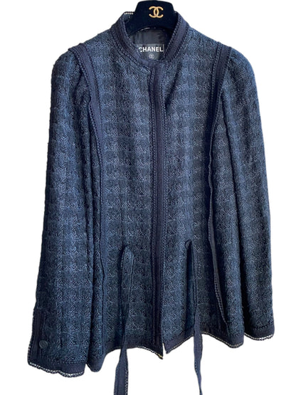 CHANEL 06P BLACK TWEED CC LOGO BUTTON &EMBROIDERY BLAZER JACKET FR42 US10 DXBK0005