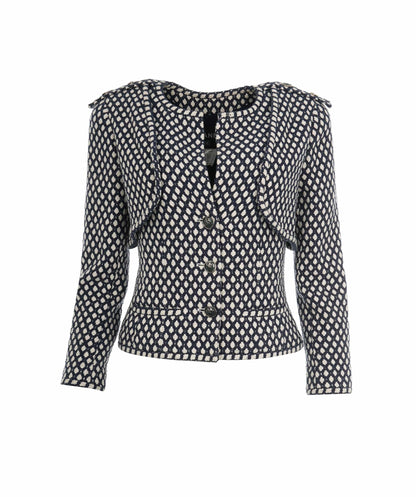 Chanel 08P Navy & White CC Detail Jacket ABL0001