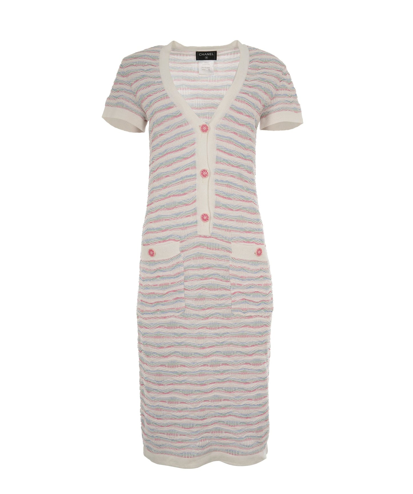 Chanel 16C Multicolour Cotton Button Short Sleeve Stripe Dress ALC1833