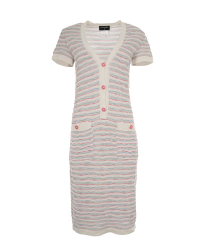Chanel 16C Multicolour Cotton Button Short Sleeve Stripe Dress ALC1833