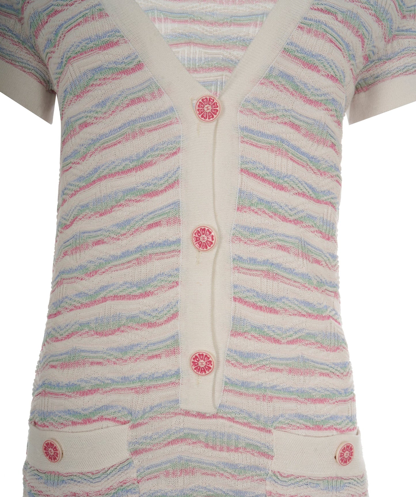 Chanel 16C Multicolour Cotton Button Short Sleeve Stripe Dress ALC1833