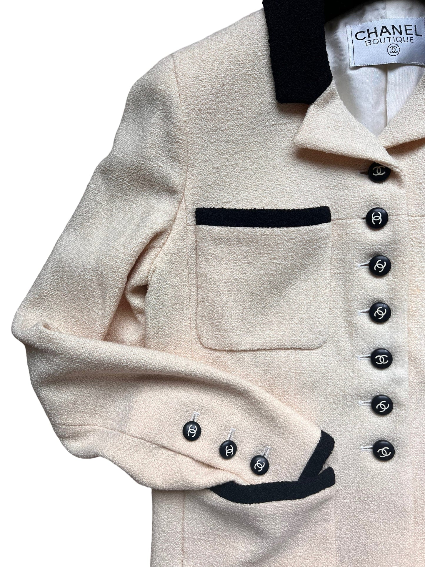 Chanel 96P Black White Tweed Vintage Jacket Sz 38 DXBK0045