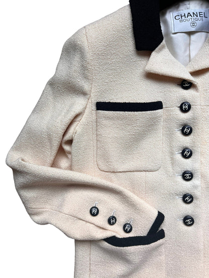 Chanel 96P Black White Tweed Vintage Jacket Sz 38 DXBK0045