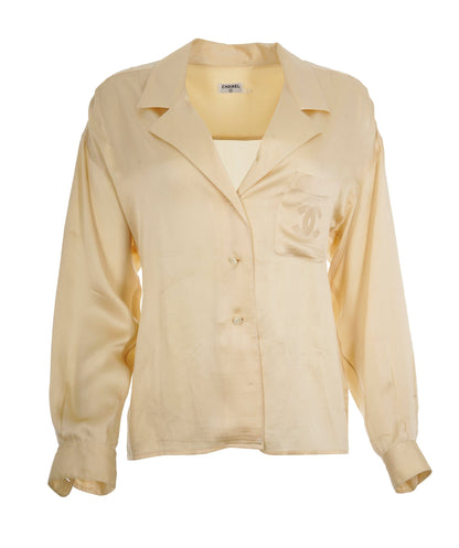 Chanel Beige CC Blouse ALC1455