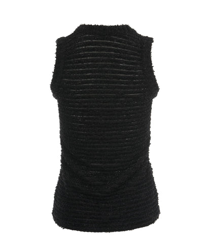 Chanel black boucle tank top with pearl buttons  AVC2119