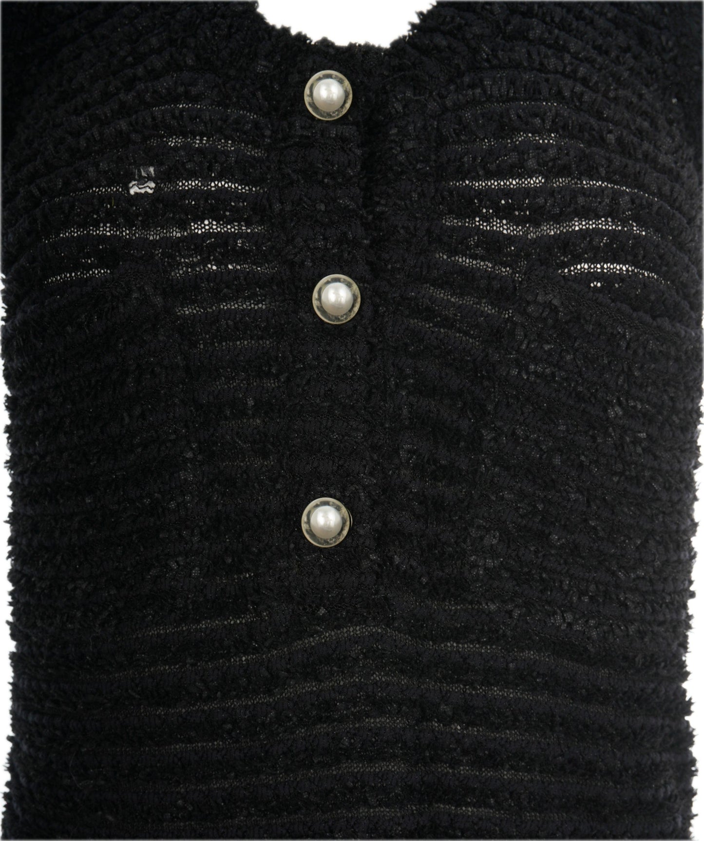 Chanel black boucle tank top with pearl buttons  AVC2119