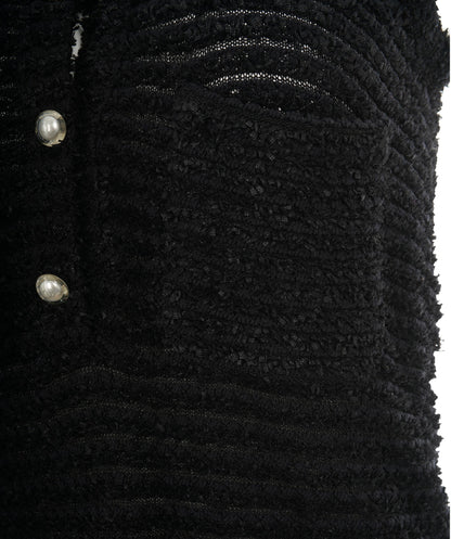 Chanel black boucle tank top with pearl buttons  AVC2119