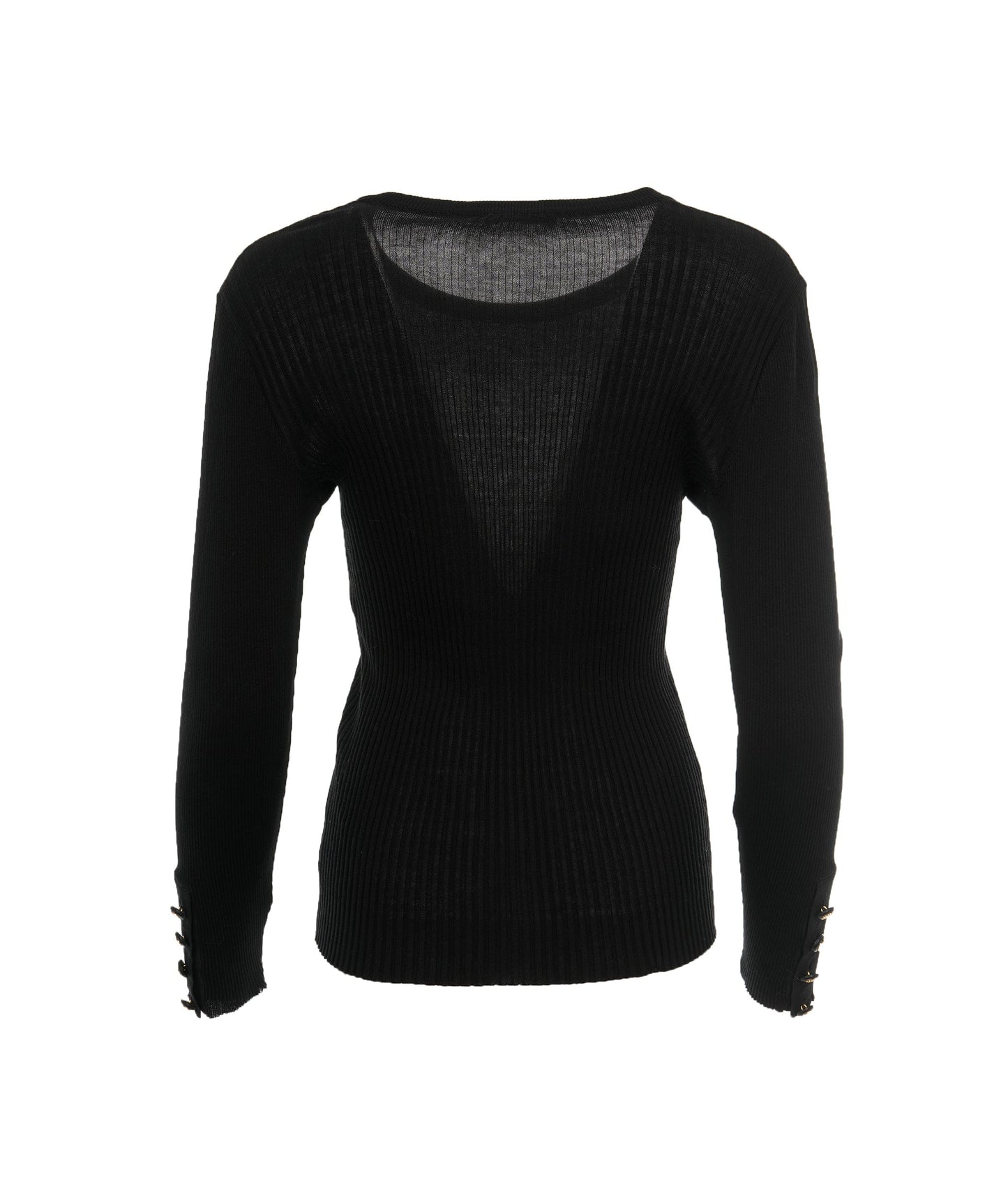 Chanel Black Ribbed Knit CC Long Sleeve Sweater ALC1906