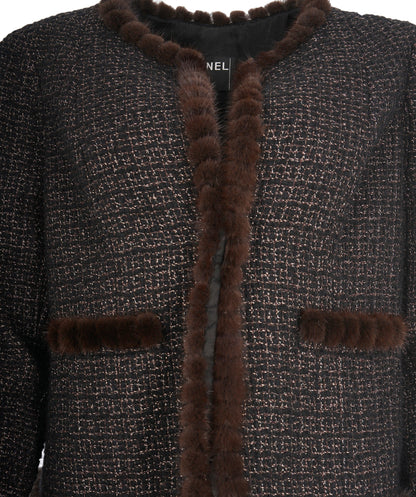 Chanel brown tweed/ fur jacket  AVC1942