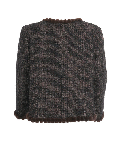 Chanel brown tweed/ fur jacket  AVC1942