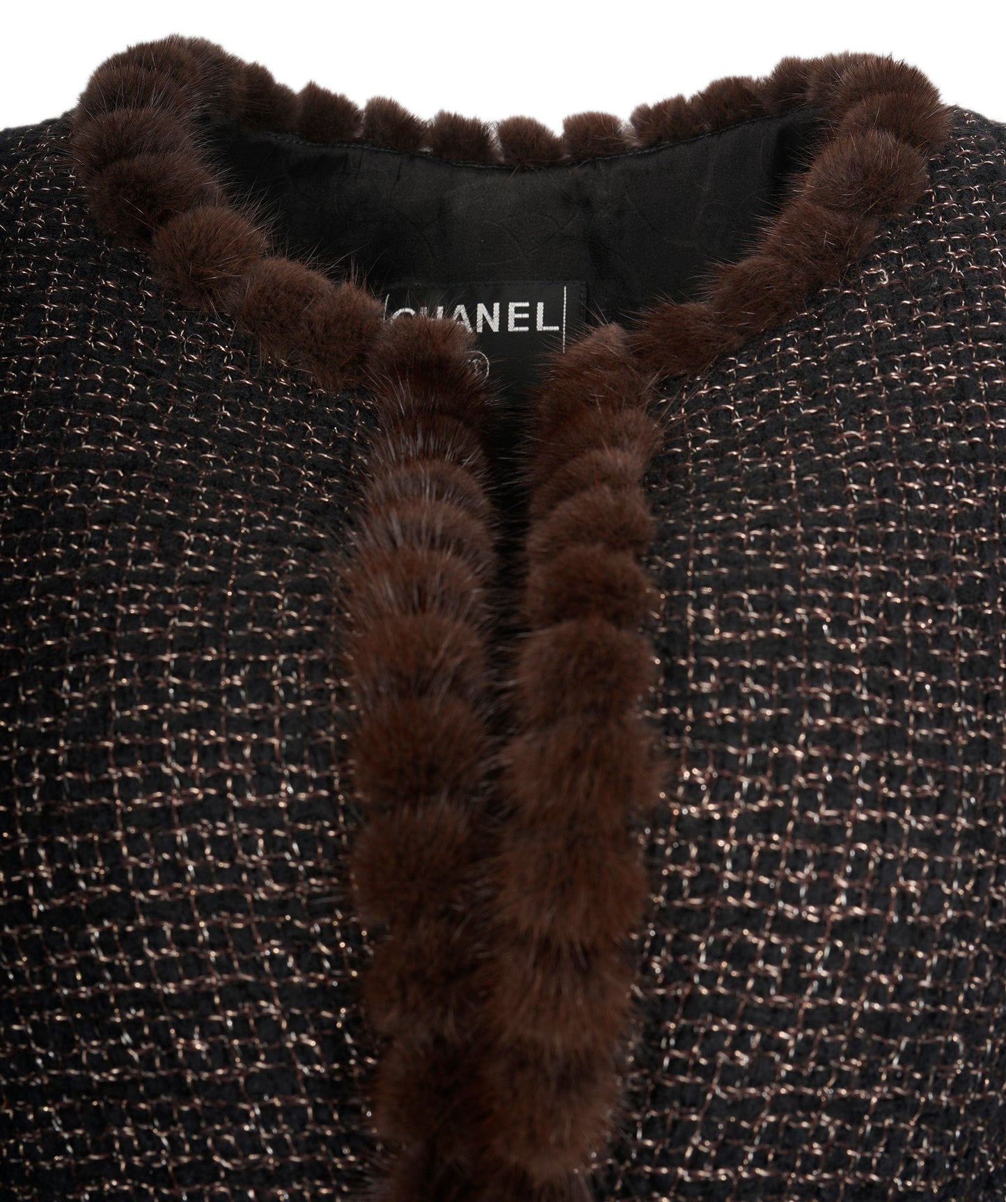 Chanel brown tweed/ fur jacket  AVC1942