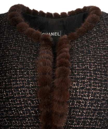 Chanel brown tweed/ fur jacket  AVC1942