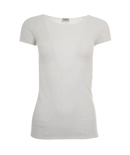Chanel CC Pocket Summer Knit Top White DXBS0150