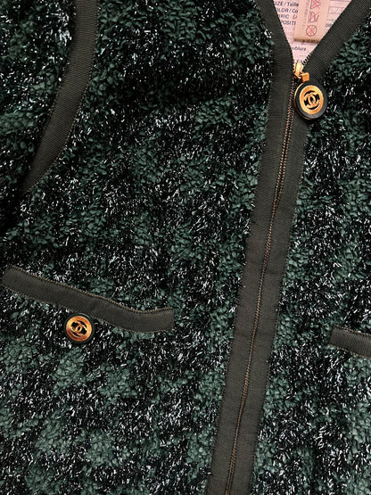 Chanel Glitter Tweed Jacket Green DXBS0561