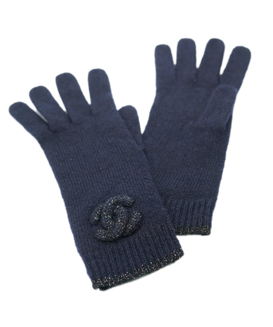 Chanel Knit Gloves Navy ASL10178