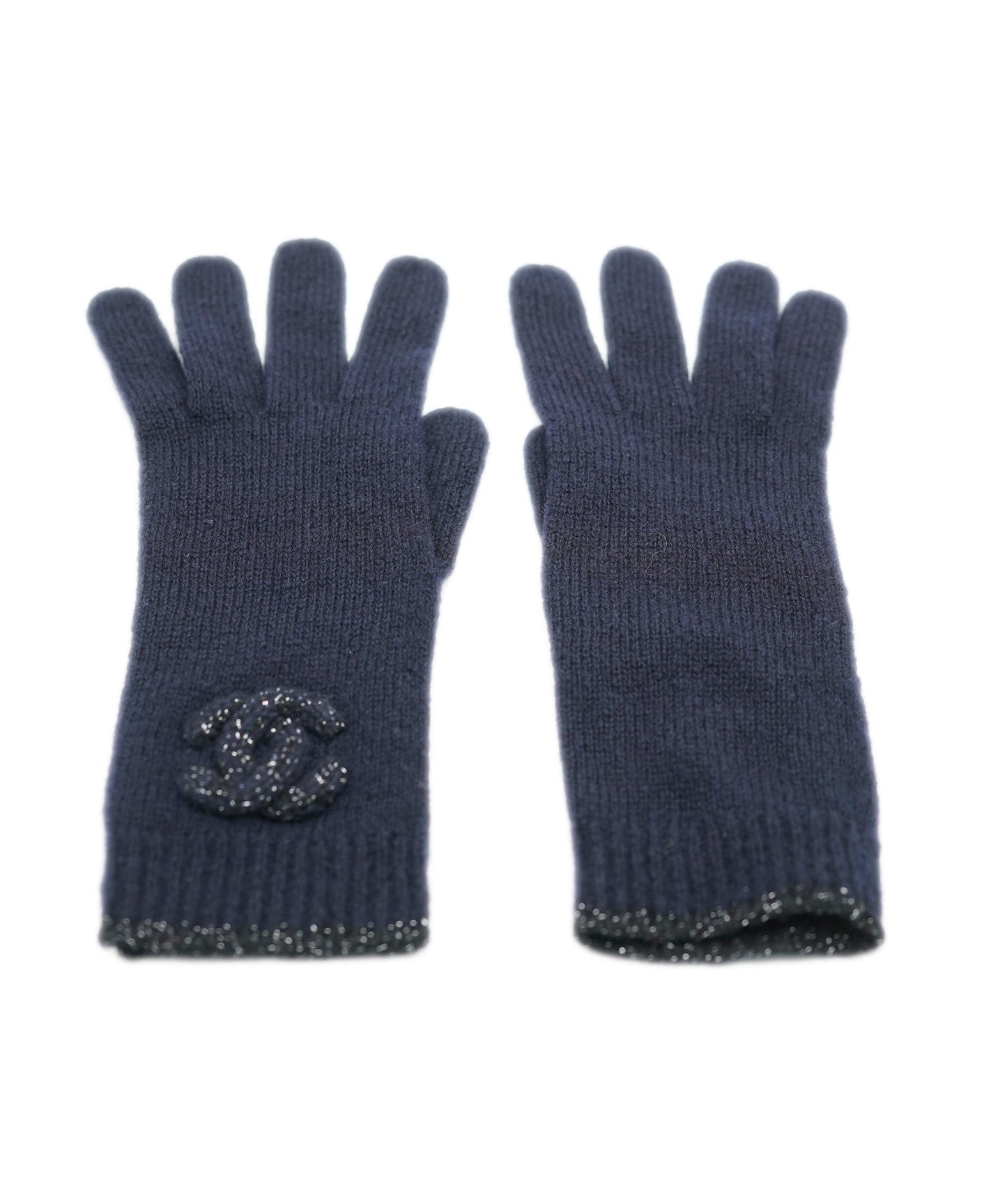 Chanel Knit Gloves Navy ASL10178