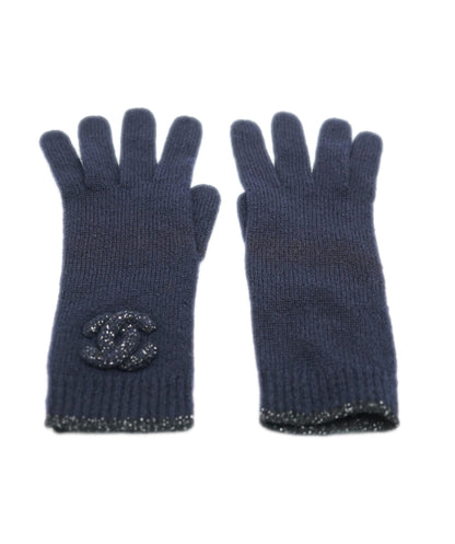 Chanel Knit Gloves Navy ASL10178