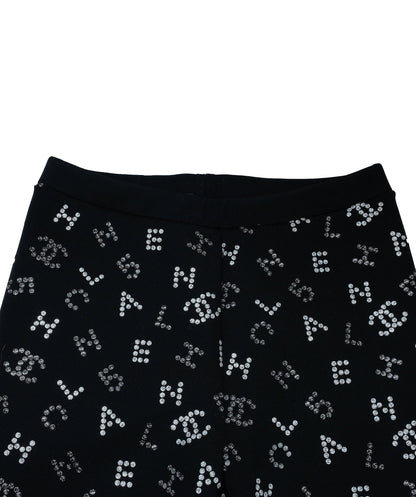 Chanel Runway CC Black  Logo Pants Leggings 20C Size 36 SKC1866