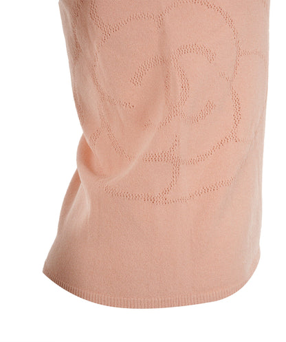 Chanel Side CC Camellia Knit Top Peach  DXBS0149