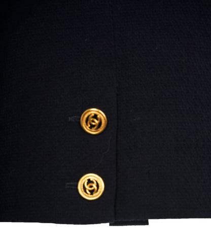 Chanel vintage navy skirt with gold cc buttons  AVL1448
