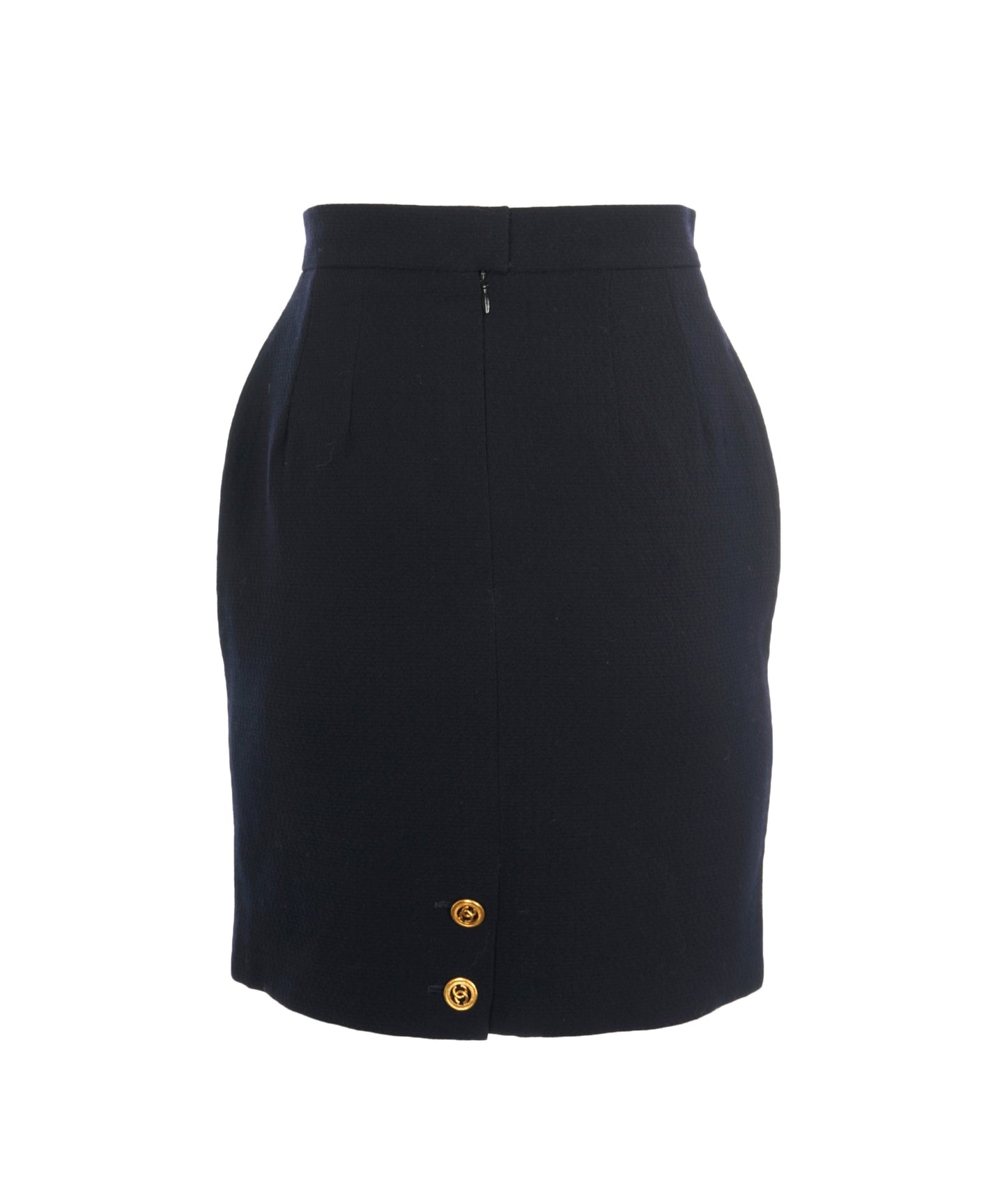Chanel vintage navy skirt with gold cc buttons  AVL1448